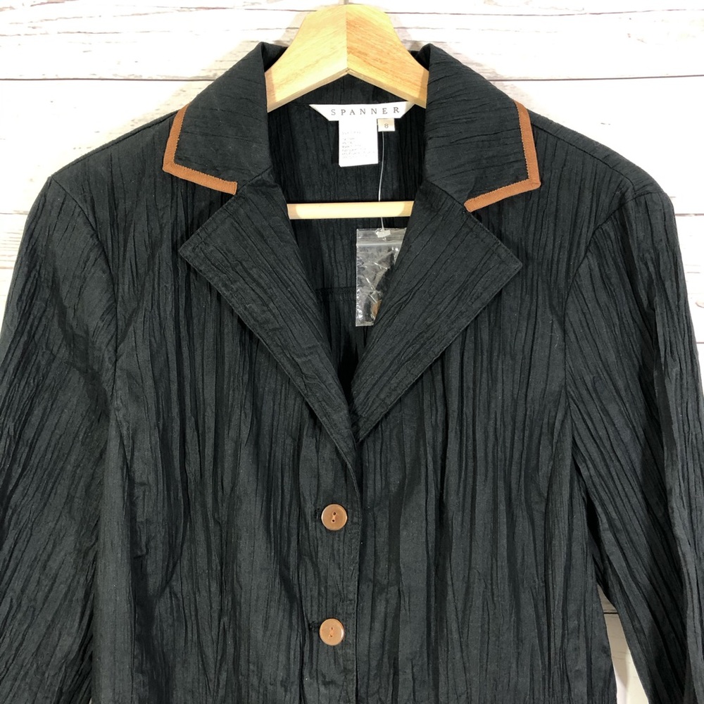 Nwot Spanner Button Front Blazer Jacket Black Tan… - image 4